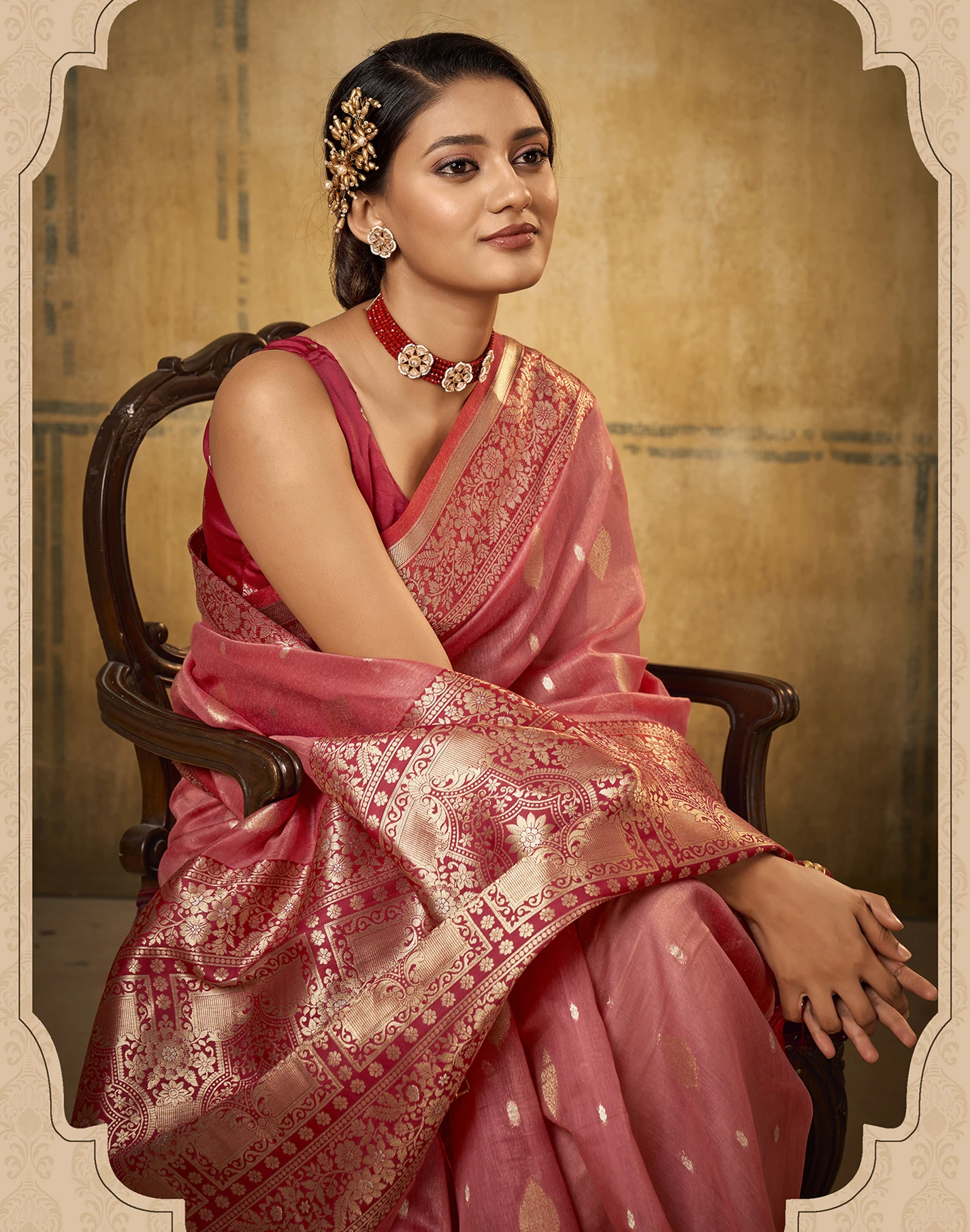 Satrani Self Design, Woven, Embellished Banarasi Cotton Silk, Silk Blend Saree