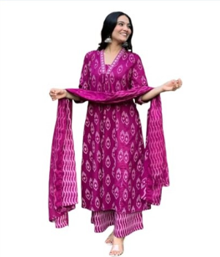 Alvami Women's Viscose Regular Kurta Set in Pink