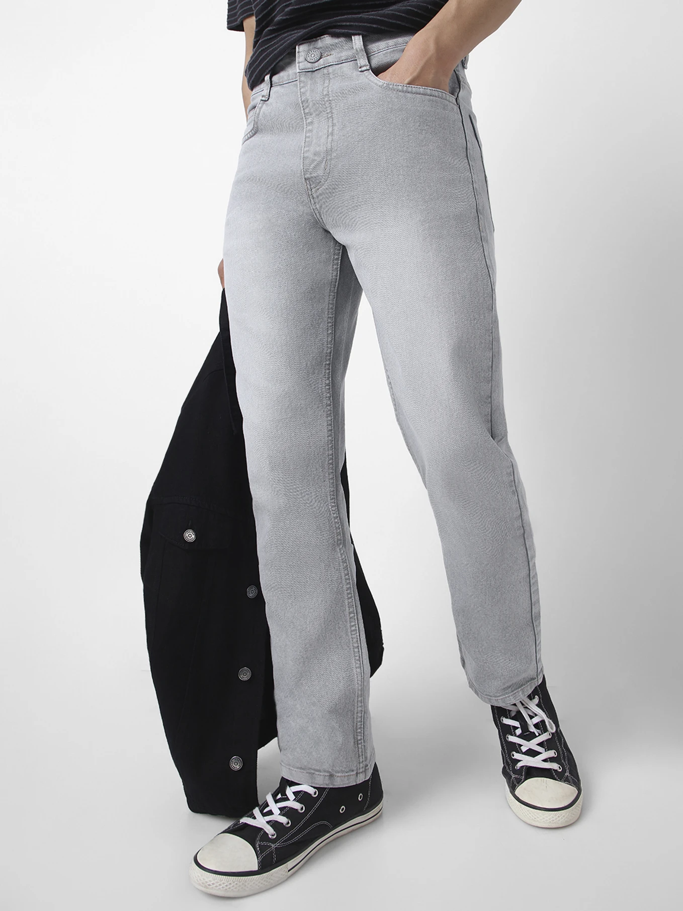 Urbano Fashion Men Straight Fit Mid Rise Grey Jeans
