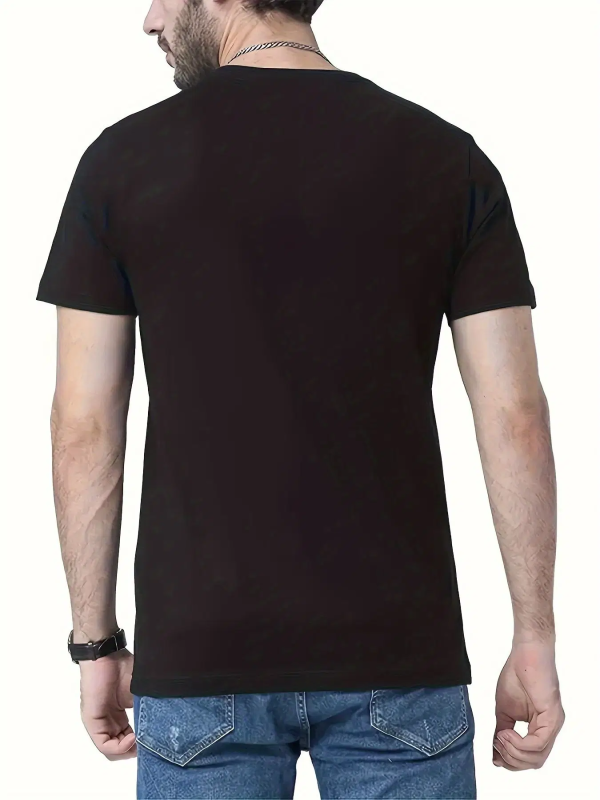 Men Polyester Regular Fit Printed T-Shirt ( Black )