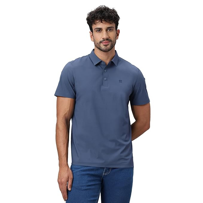 HEKTOR Men’s Bonded Snap Button Polo Big Checks|Premium Nylon|Casual Regular Fit Short Sleeve Polo T-Shirt