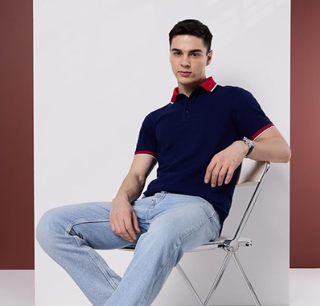 Men's 100% Cotton Solid Polo T-Shirt - Regular Fit