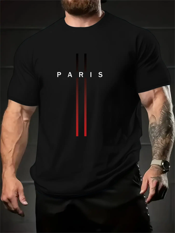 Men Polyester Regular Fit Printed T-Shirt ( Black )