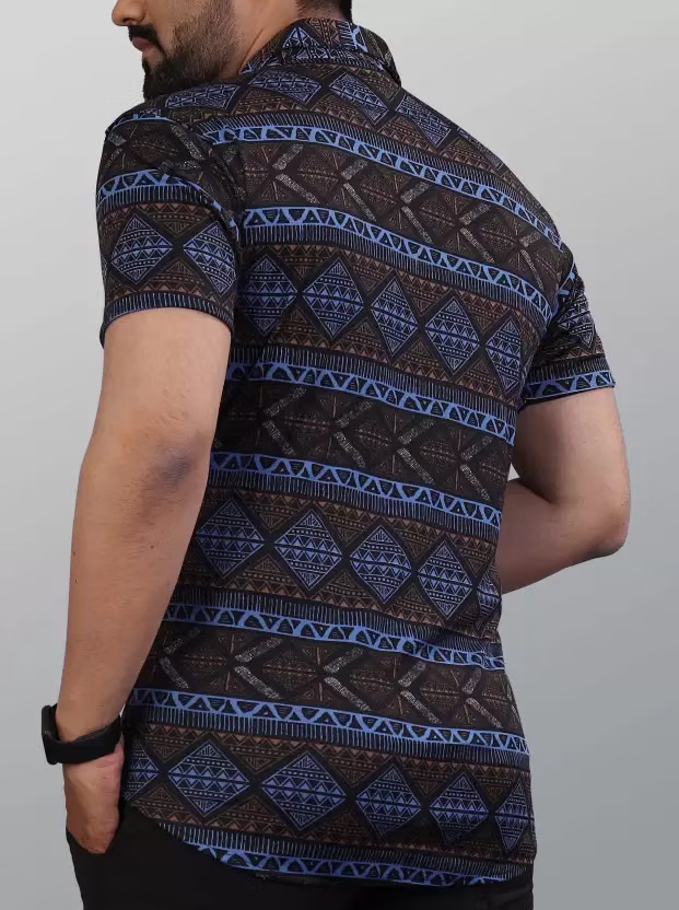 Polyester Regular Fit Printed Half Sleeves Men's Casual Shirt - Black ( Pack of 1 )