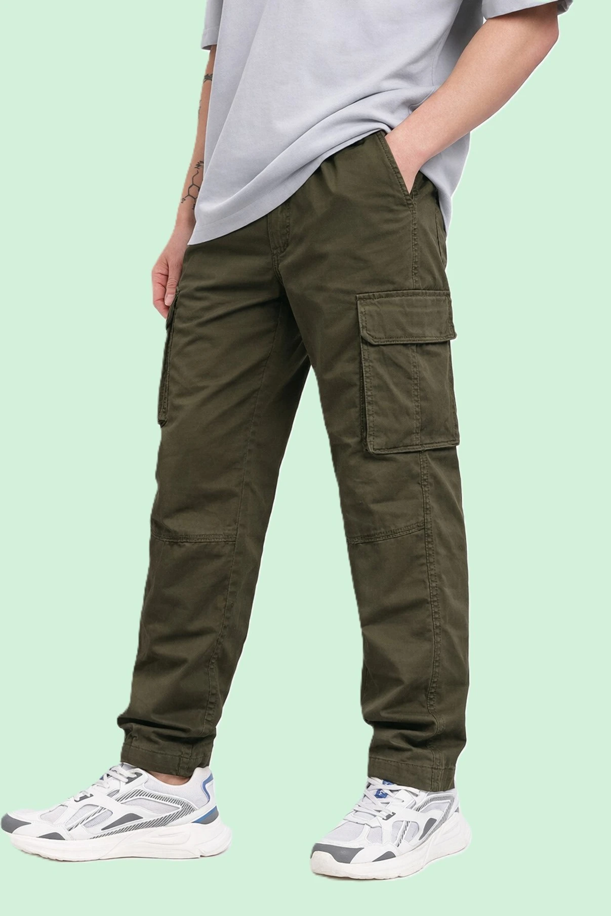 COMBRAIDED Men Solid Green Track Pants