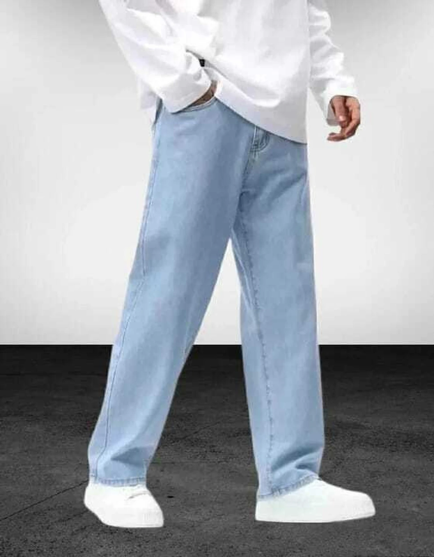 Men Loose Fit Mid Rise Light Blue Jeans