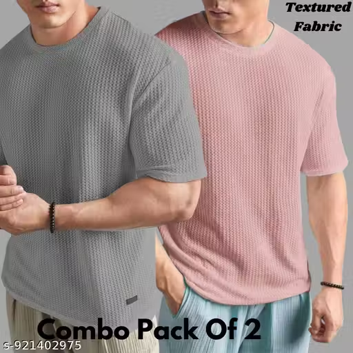 Pack of 2 Cotton Blend Breathable Casual Round Neck Half Sleeve Stylish Summer Wear