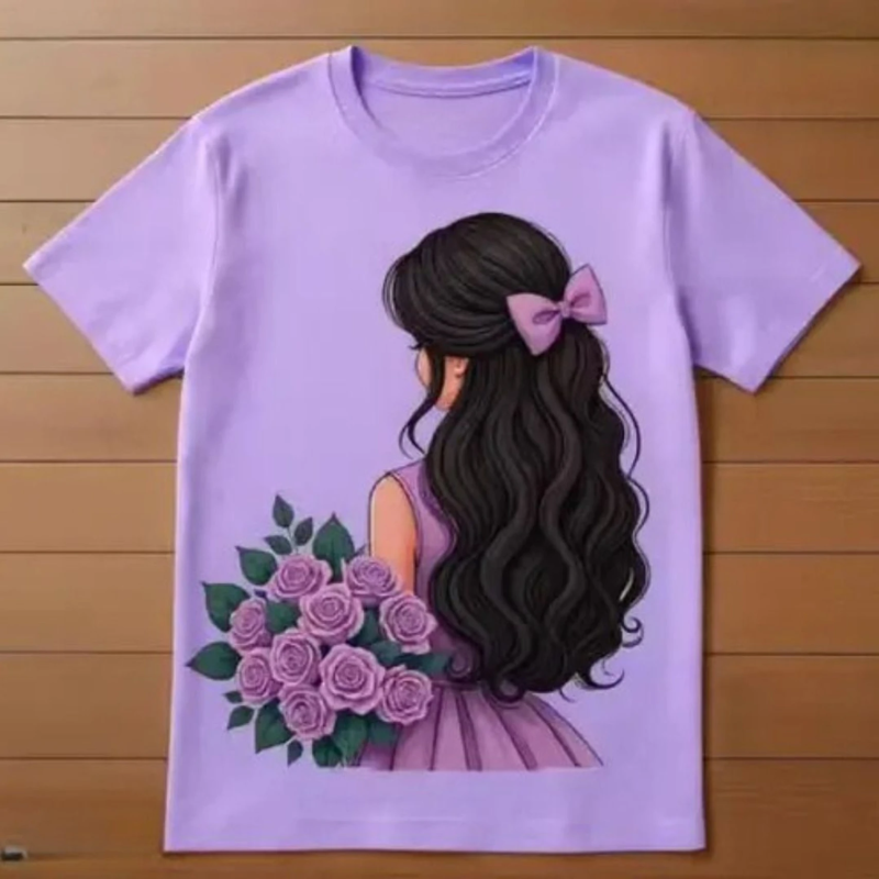 Boys & Girls Printed Polycotton Regular T Shirt (Purple, Pack of 1)