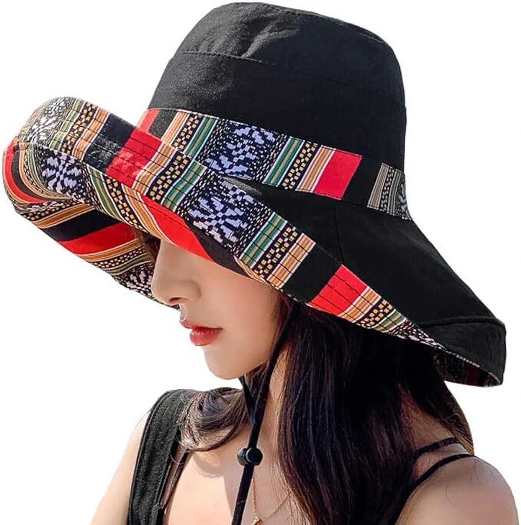 AlexVyan Large Wired Designer Bucket Cap Hats Reversible for Girls Summer Cap