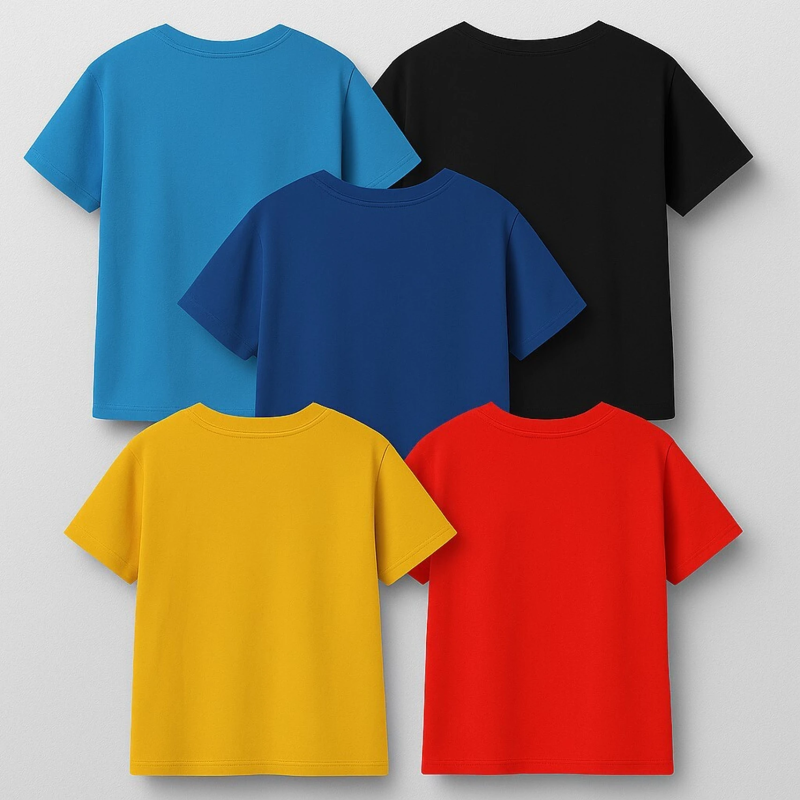 Boys Printed Pure Cotton Regular T Shirt (Multicolor, Pack of 5)