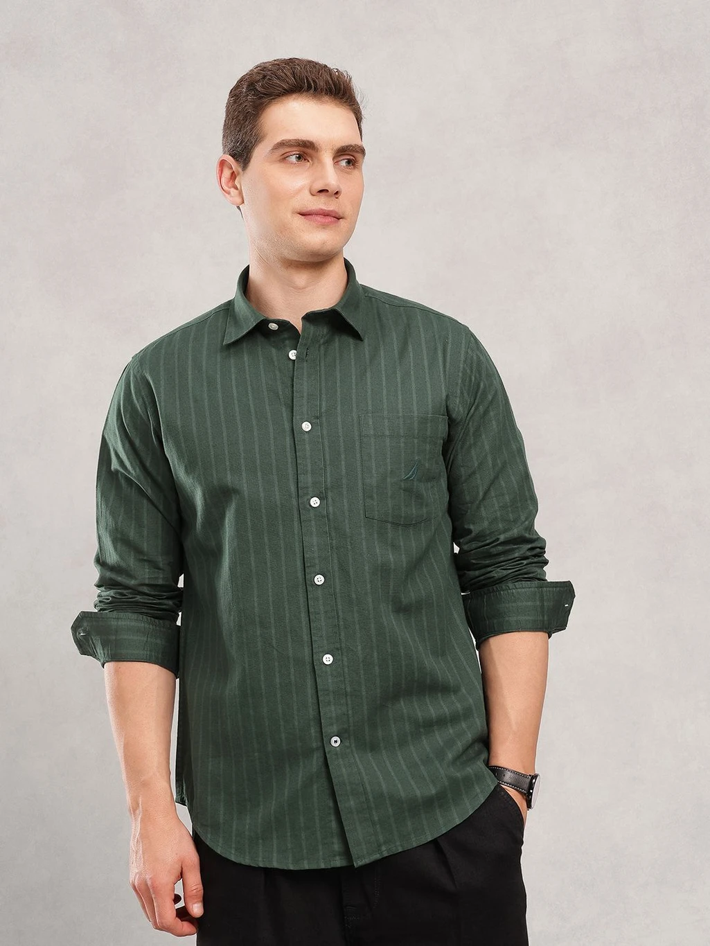 Men Slim Fit Striped Casual Shirt