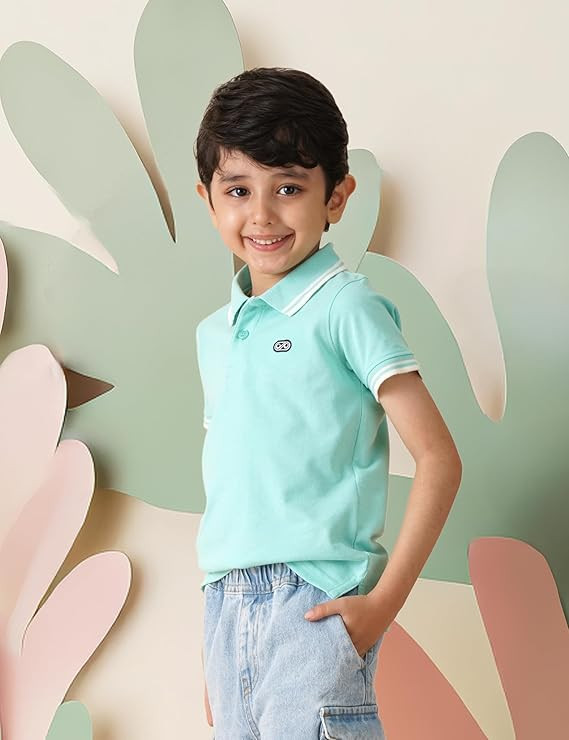 Amazon Brand - Symbol Boys Cotton Rich Solid Polo Tshirt | Collar Tshirts | Half Sleeves | Plain-Regular Fit
