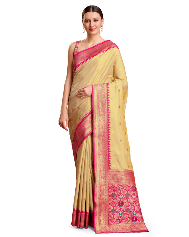 Women's Exquisite Designs With this Regal Rose Pink Patola pallu Banarasi tissue silk saree Comes with Unstitched Blouse piece