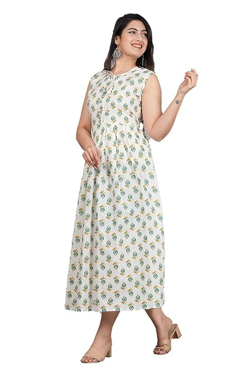 Kuruti B Sheets Women's Cotton Anarkali Kurta | Elegant Ethnic Dress | Flared Long Kurti for Festive