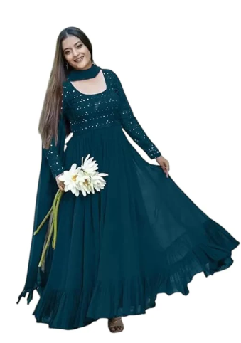 Rebika Trendz Elegant Anarkali Gown with Dupatta || Women's Ethnic Dress with Embroidered Detailing || Perfect for Weddings, Festivals & Special Occasions