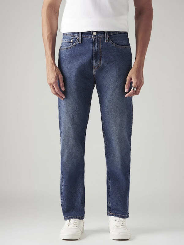 Men Straight Fit Mid Rise Blue Jeans