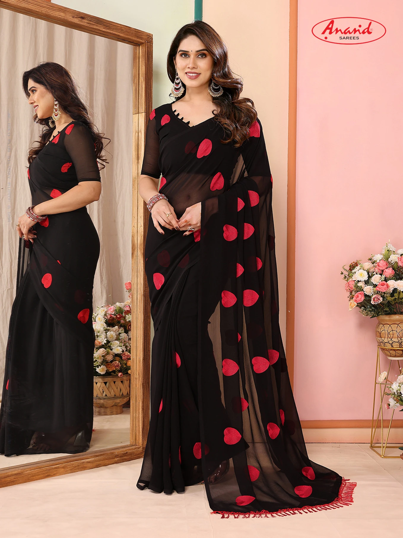 Anand Sarees Self Design Bollywood Chiffon, Georgette Saree