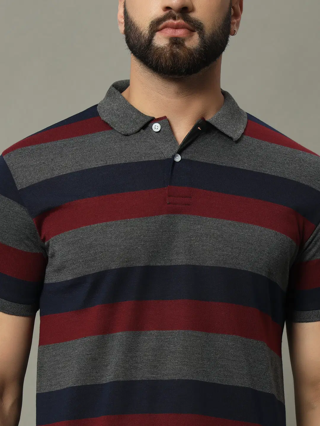 Cotton Blend Regular Fit Striped Half Sleeves Men's Polo T Shirt - Multicolor ( Pack of 1 )