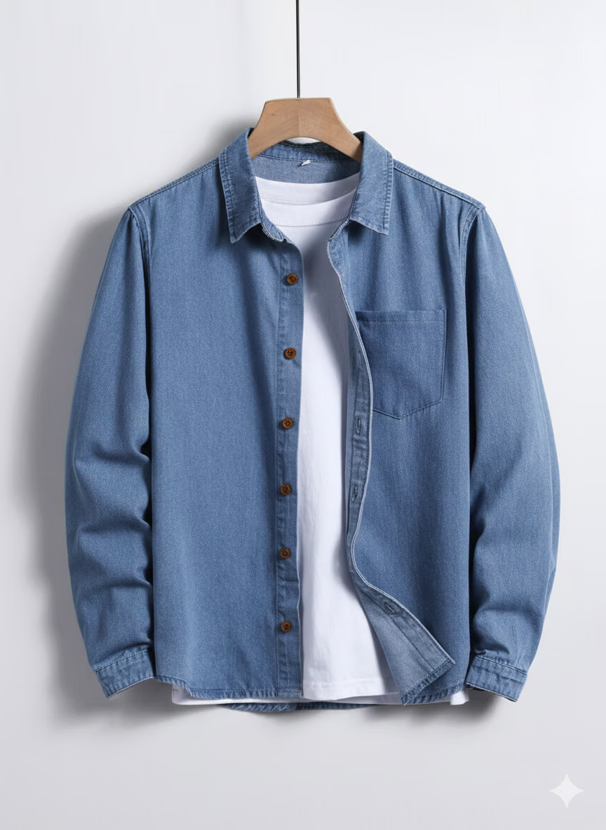 Denim Regular Fit Solids Full Sleeves Men's Casual Shirt - Light Blue ( Pack of 1 )
