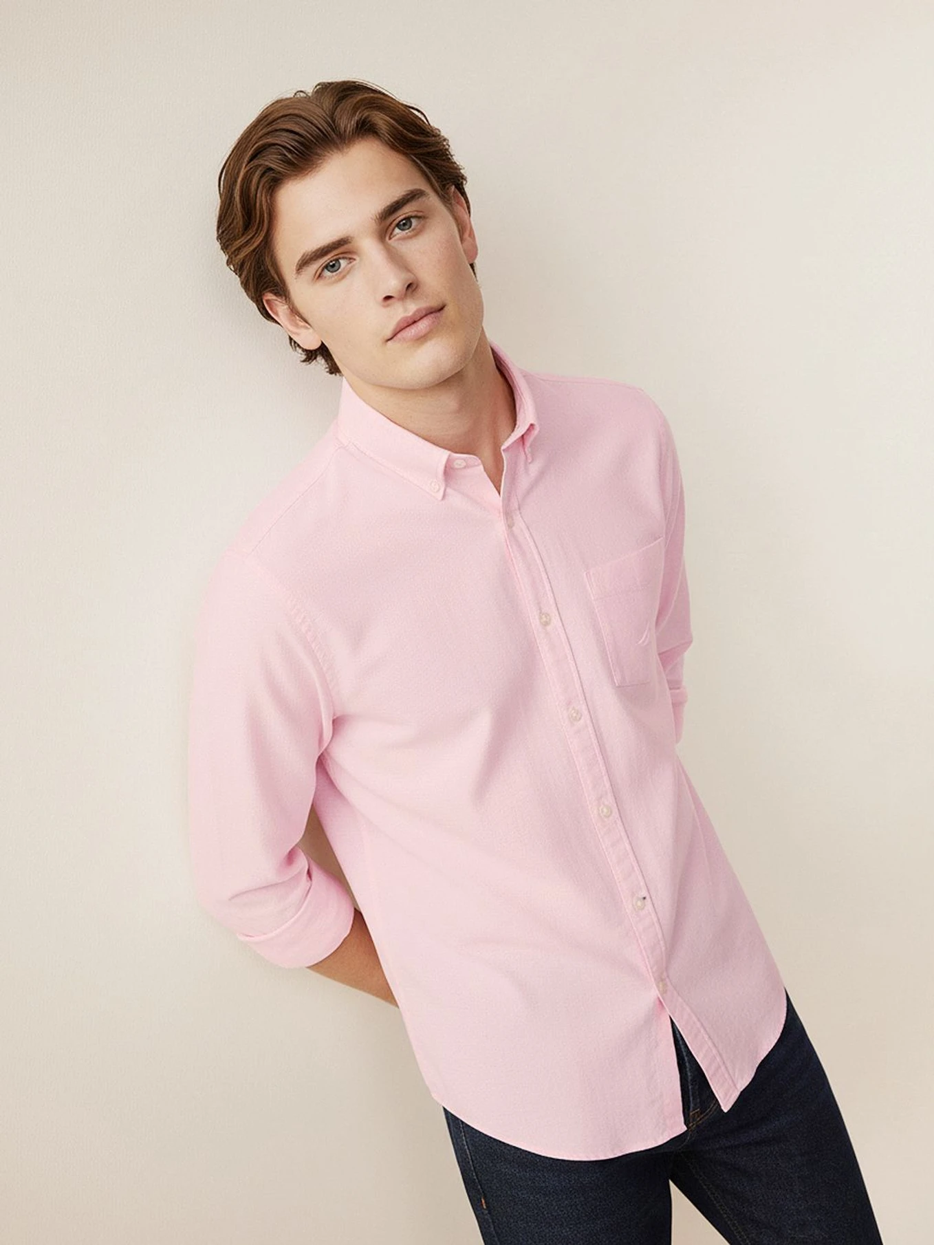 NAUTICA Men Slim Fit Solid Spread Collar Casual Shirt