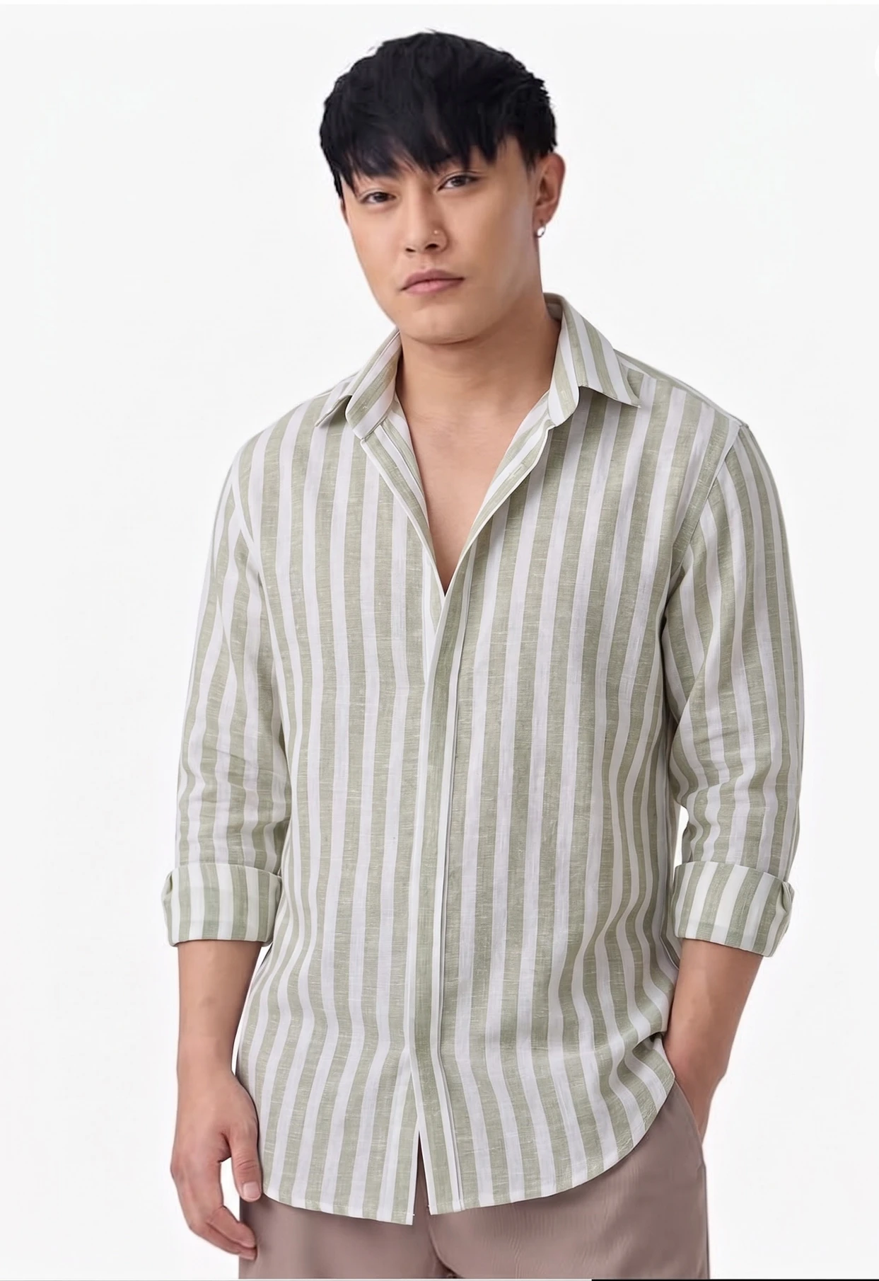 greet fashion Men Regular Fit Striped Spread Collar Casual Shirt