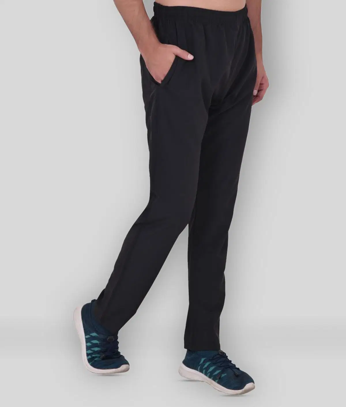 Black Polyester Men's Trackpants