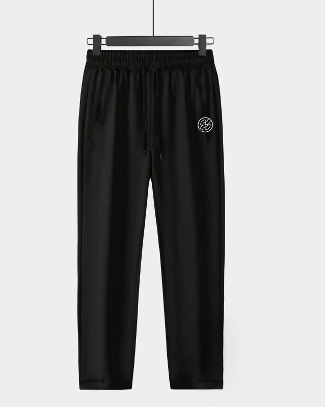 Black Cotton Blend Men's Trackpants