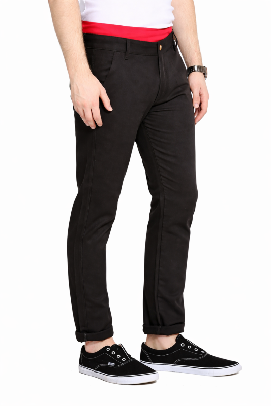 Men's Brown Cotton Solid Mid-Rise Casual Regular Fit Chinos