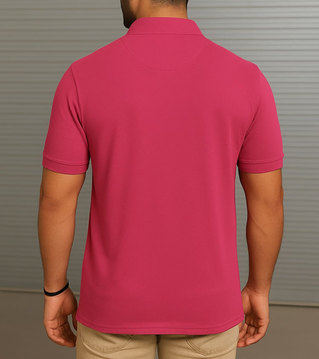 Fab Men Cotton Blend Regular Fit Solid Polo T Shirt ( Pink )ric