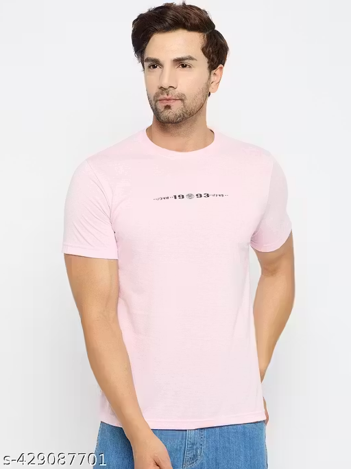 Mens Cotton Blend Navy Casual Wear Regular Fit Printed Tshirt