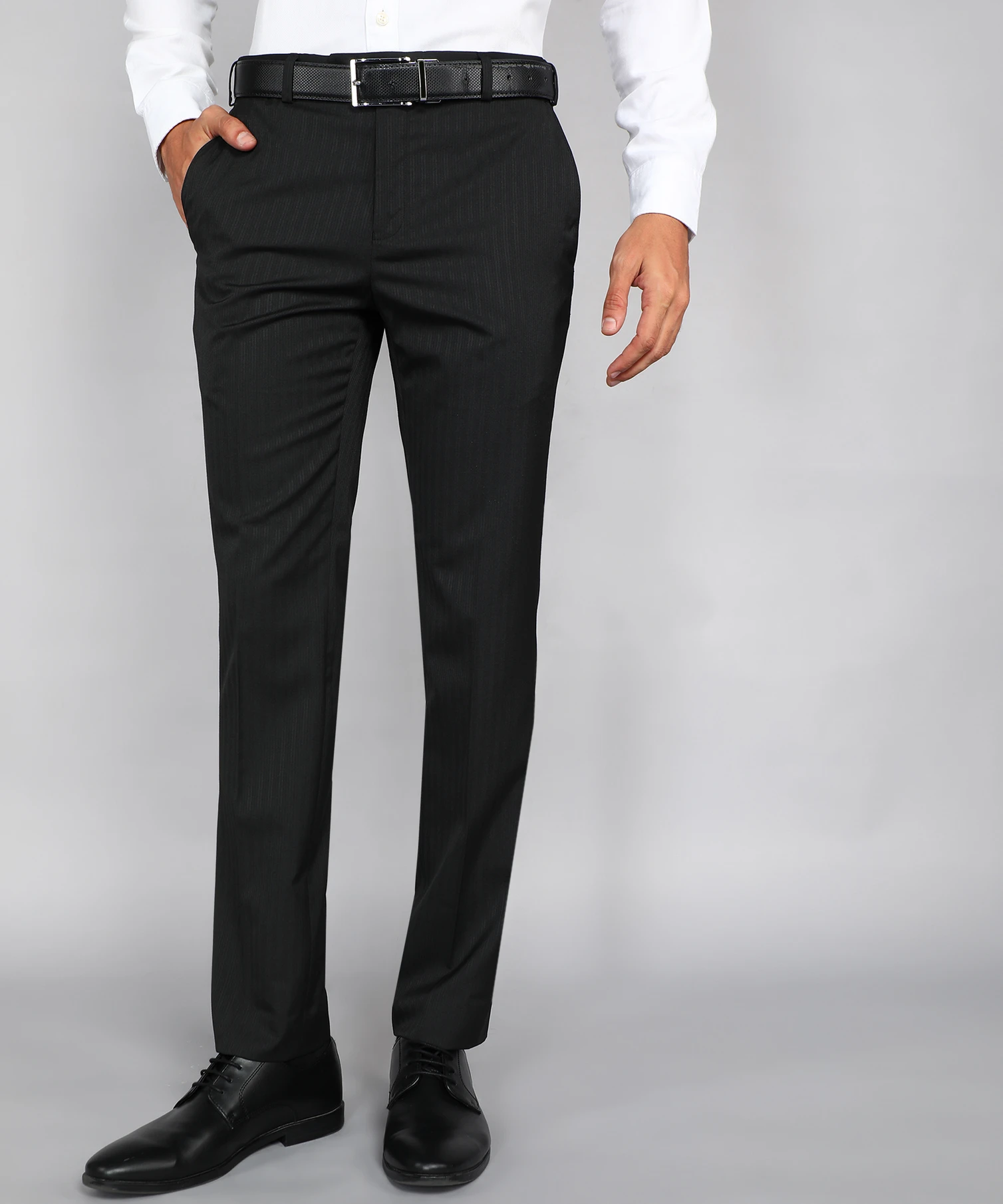 Raymond Men Slim Fit Black Polyester Trousers