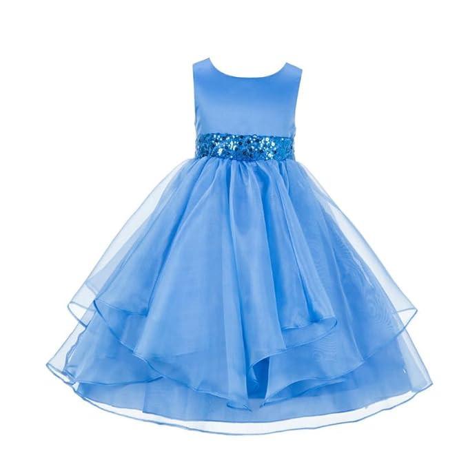 SOFYANA Girls' Satin Organza Net Ball Gown Princess Coral Dress Kids