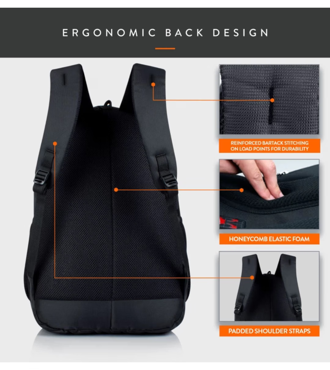 48 Ltrs Polyester Backpack *For Men & Women ( Black )