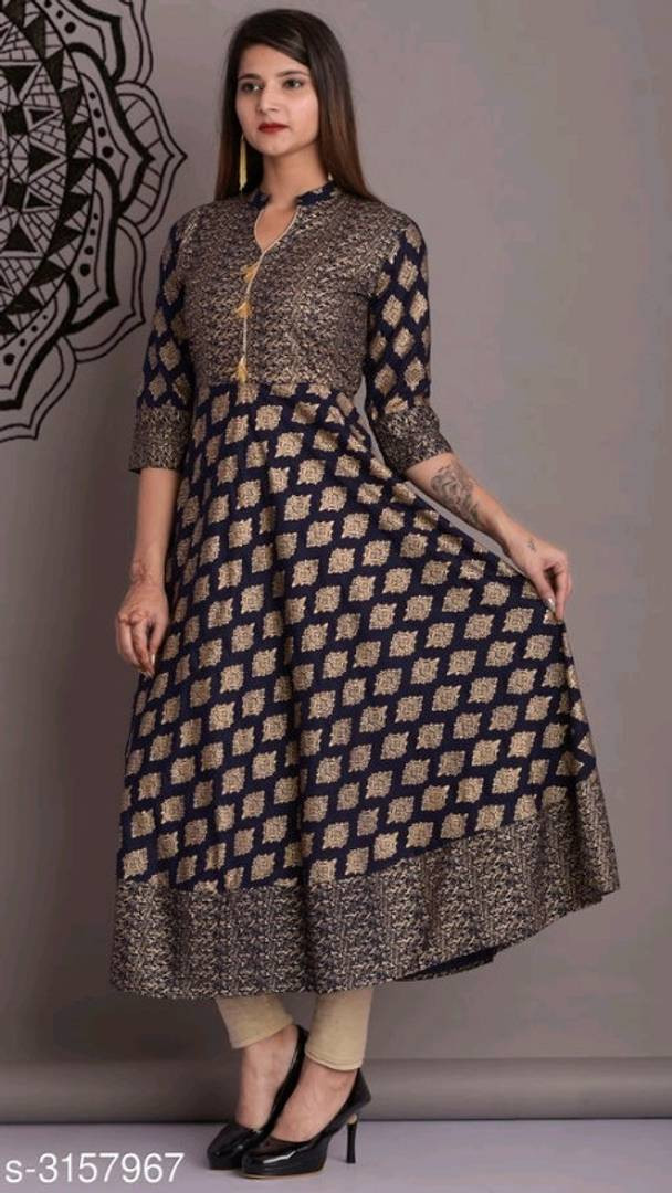 Rayon 140 GSM Printed Women Anarkali Kurti