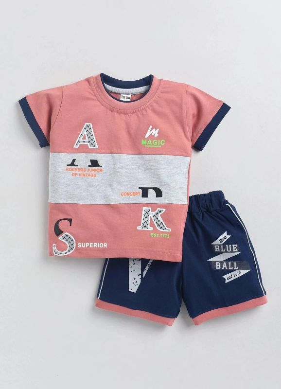Boys Casual T-shirt Shorts (Dusty Pink)