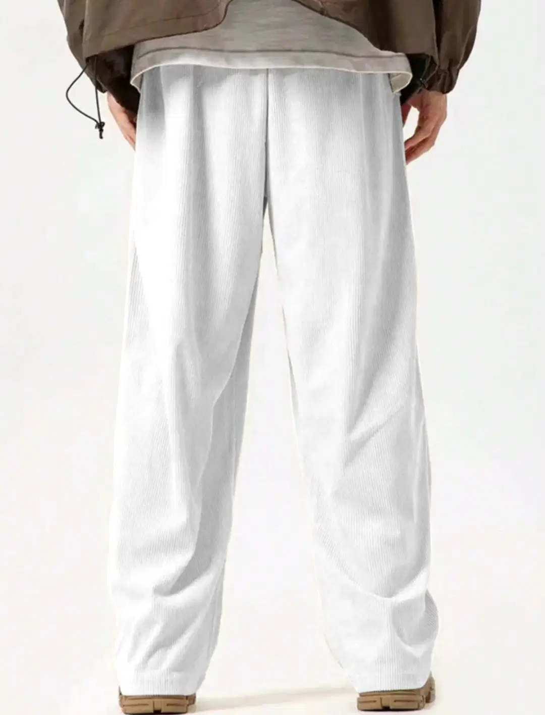 White Polyester Men's Trackpants