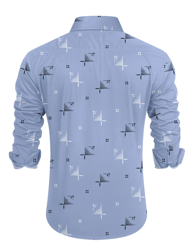 Cotton Blend Regular Fit Printed Full Sleeves Men's Casual Shirt - Blue ( Pack of 1 )