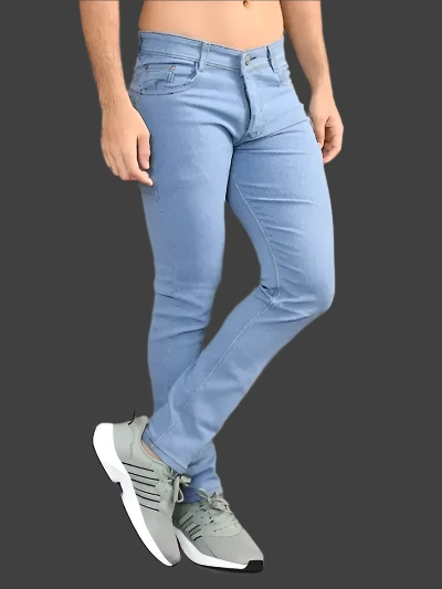 Stylish Blue Denis Solid Mid Rise Lzard Jeans for Men