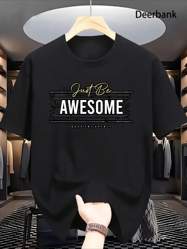 Men Polyester Regular Fit Printed T-Shirt ( Black )