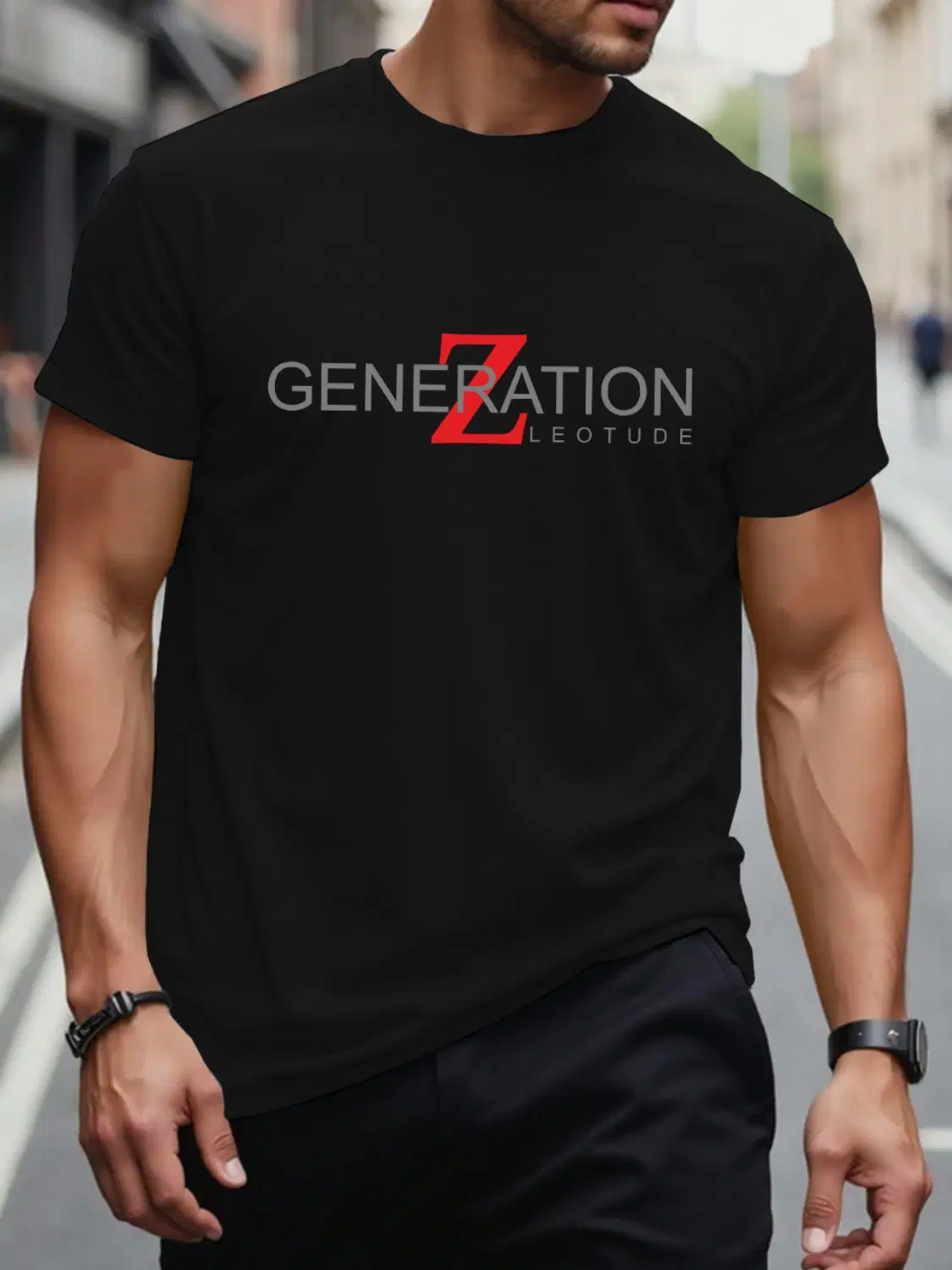Men Cotton Blend Regular Fit Printed T-Shirt ( Black )