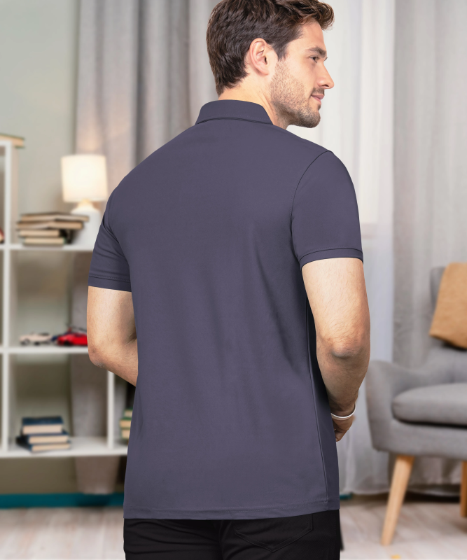 VeBNoR Men Solid Polo Neck Polyester Grey T-Shirt