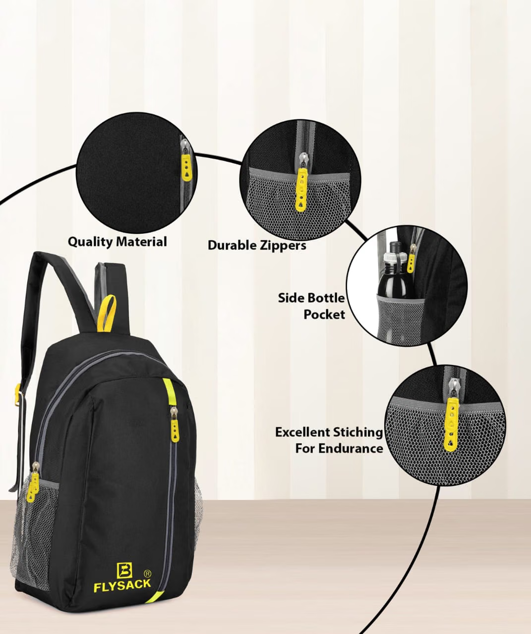 Black PU Backpack ( 22 Ltrs )