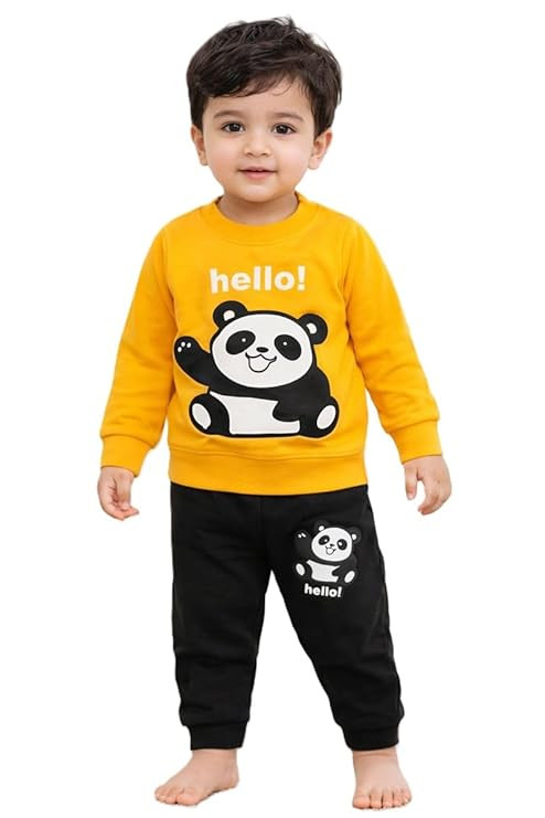 NEW BEGINNING Boys Cotton Clothing Set | Kids Dress for Boys Full Sleeve Printed T-Shirt & Pant | Soft Cotton Winter Wear Outfit for Boys | Comfortable Wear