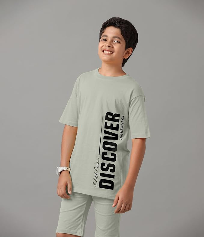 KYDA KIDS® Boys 100% Pure Combed Cotton Co-ord Clothing Set Premium Printed T-Shirt & Shorts | Relaxed Fit Summer Outfit for Kids