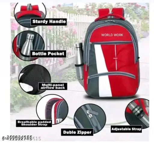 30 Ltrs Polyester Backpack *For Boys & Girls ( Red )