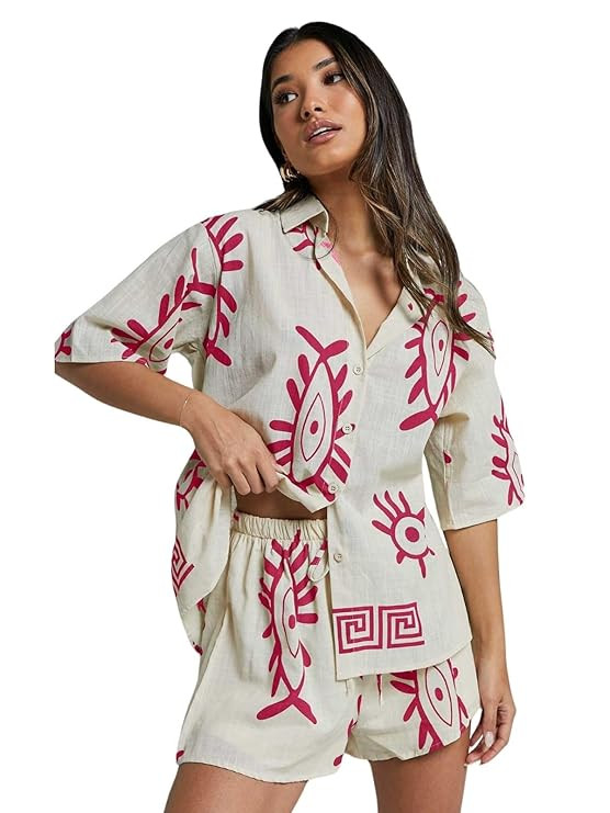 Leriya Fashion Women's Rayon Co-ord Set Stylish | Summer Pajama Set For Women & Girl for Beach & Holiday Look | Night Suit| Summer Vacations Printed Pyjama Set for Goa Beach Outfits