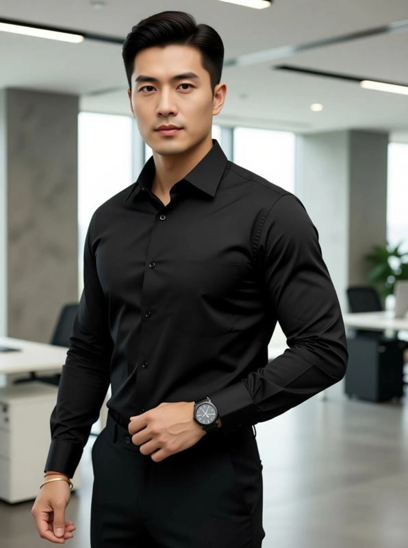 Shiv Men Regular Fit Solid Curved Collar Casual Shirt