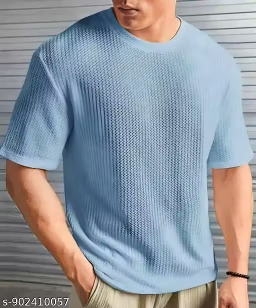 Popcorn Texture T-Shirt Combo Pack of 2 Cotton Blend Breathable Casual Round Neck Half Sleeve Stylish Summer Wear Regular Fit Trendy Daily Wear Comfortable Lightweight Premium Fabric Tees for Men