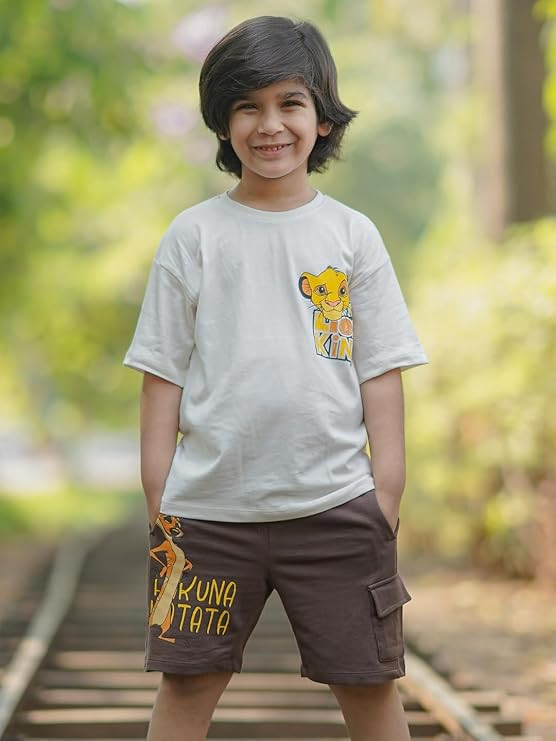Nap Chief Kids Cotton Official Cartoon Characters Boys & Girls Co ord Sets, T Shirt and Shorts for Casual Wear
