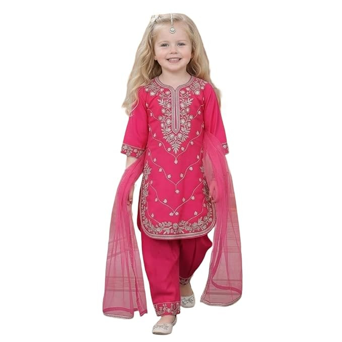 A.T.U.N. (ALL THINGS UBER NICE) Elegant Embroidered Heavy Thread Work 3 Piece Salwar Suit Set with Dupatta for Girls | Traditional Festive Ethnic Wear Party